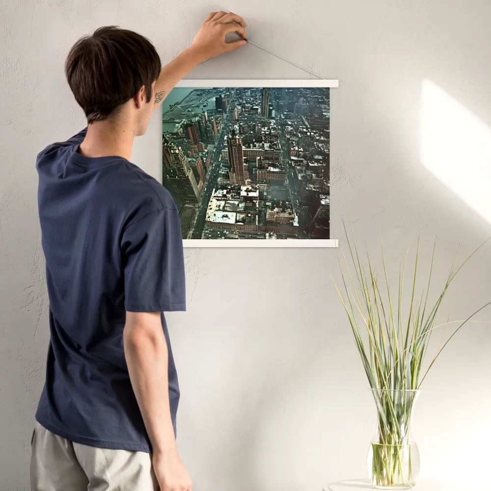 Aerial Symphony of Urban Life | Poster With White Wood Hanger | 18″×18″