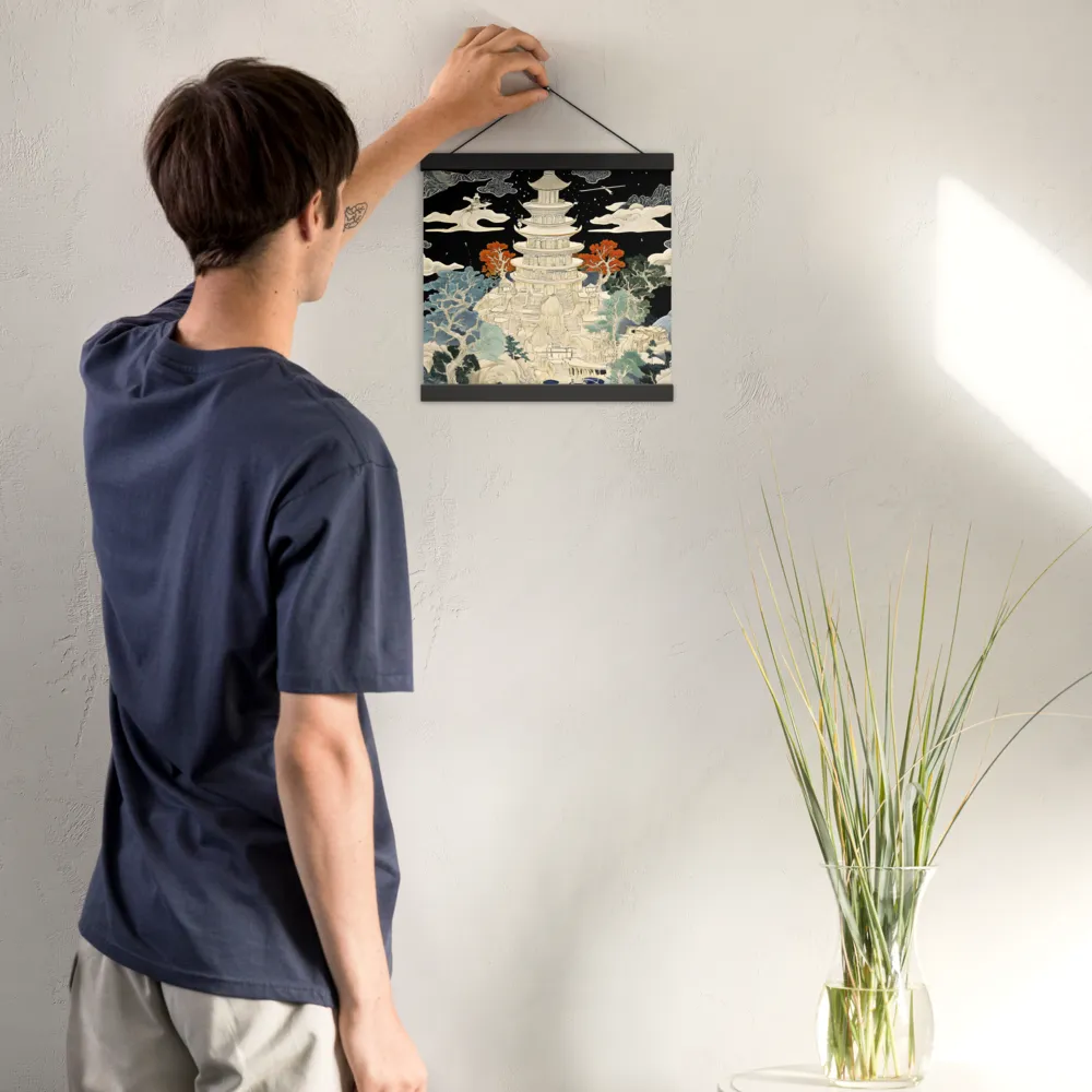 Whispers of the Pagoda | Poster With Black Wood Hanger | 12″×12″