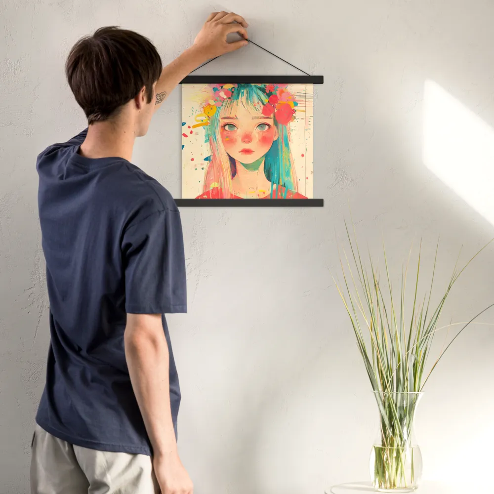 Whimsical Blossom | Poster With Black Wood Hanger | 14″×14″