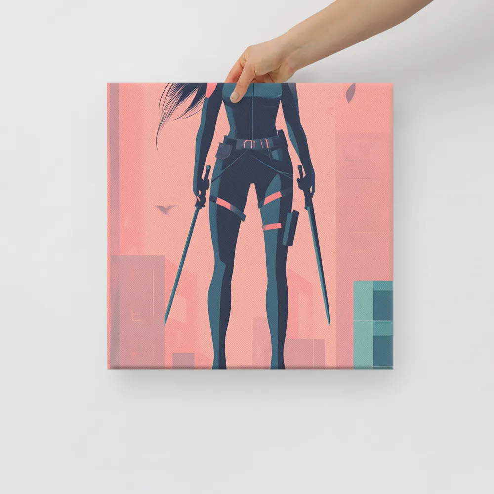 Urban Sentinel: A Warrior's Stand | Canvas | 16″×16″