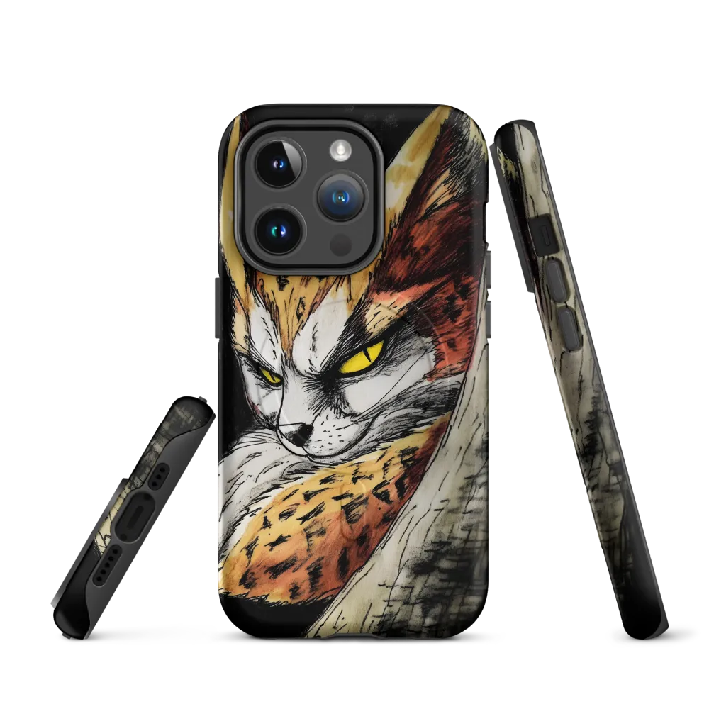 Fierce Gaze of the Wild Cat | Phone Case |  14 Pro | MagSafe® Tough Case | Matte