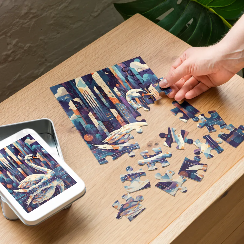 Urban Swan 
 Jigsaw Puzzle in Tin Box