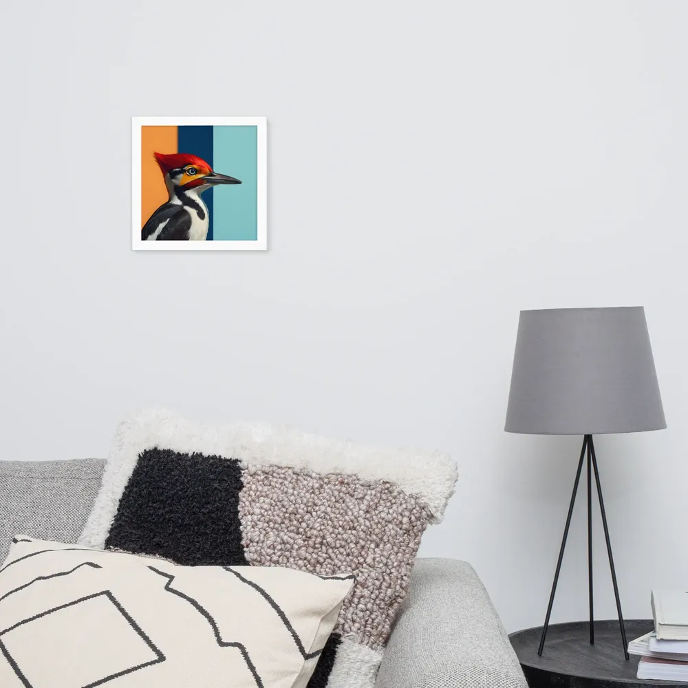 Geometric Woodpecker 
 Poster with White Frame | 10″x 10″
