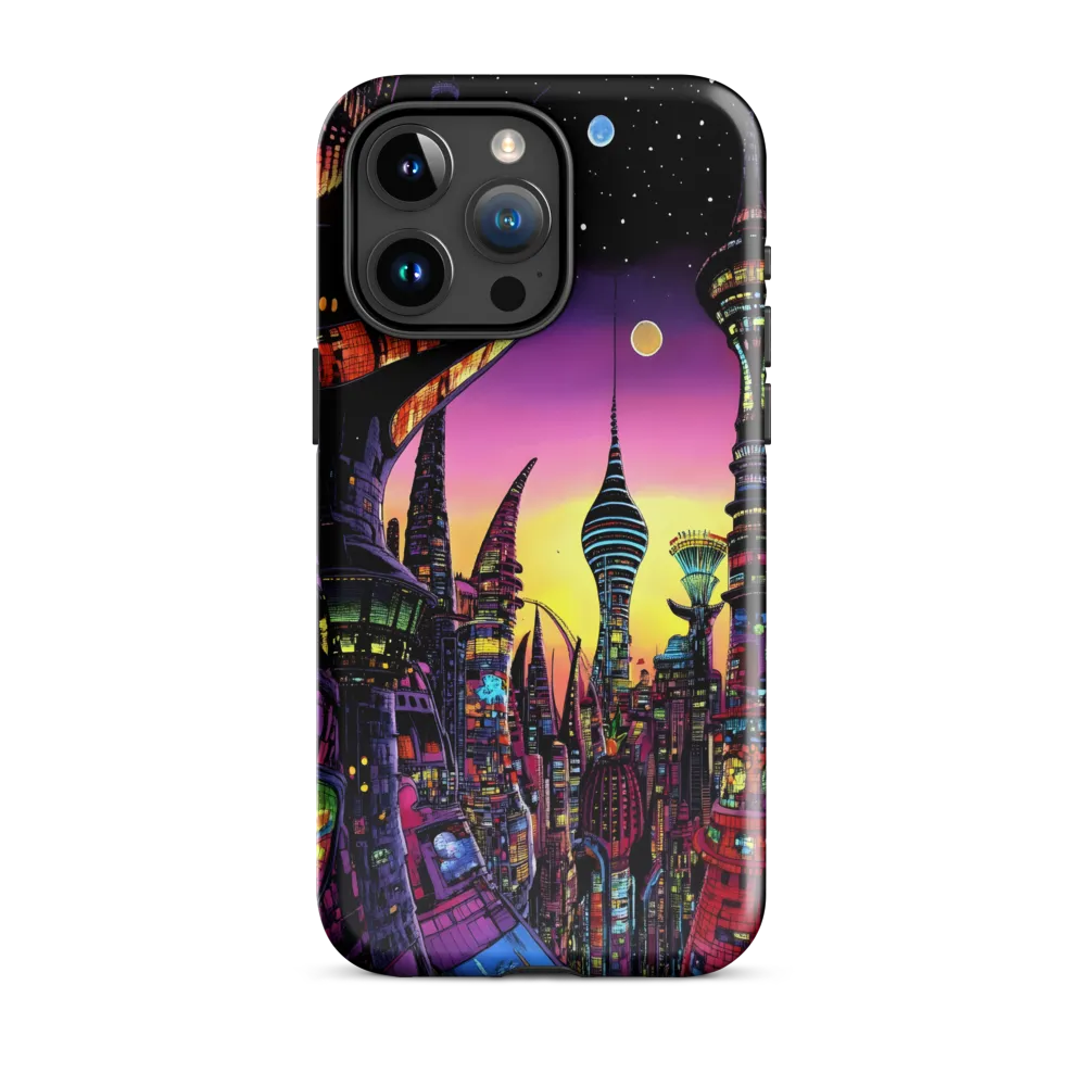 Futuristic Cityscape at Dusk | Phone Case |  15 Pro Max | Tough Case | Glossy