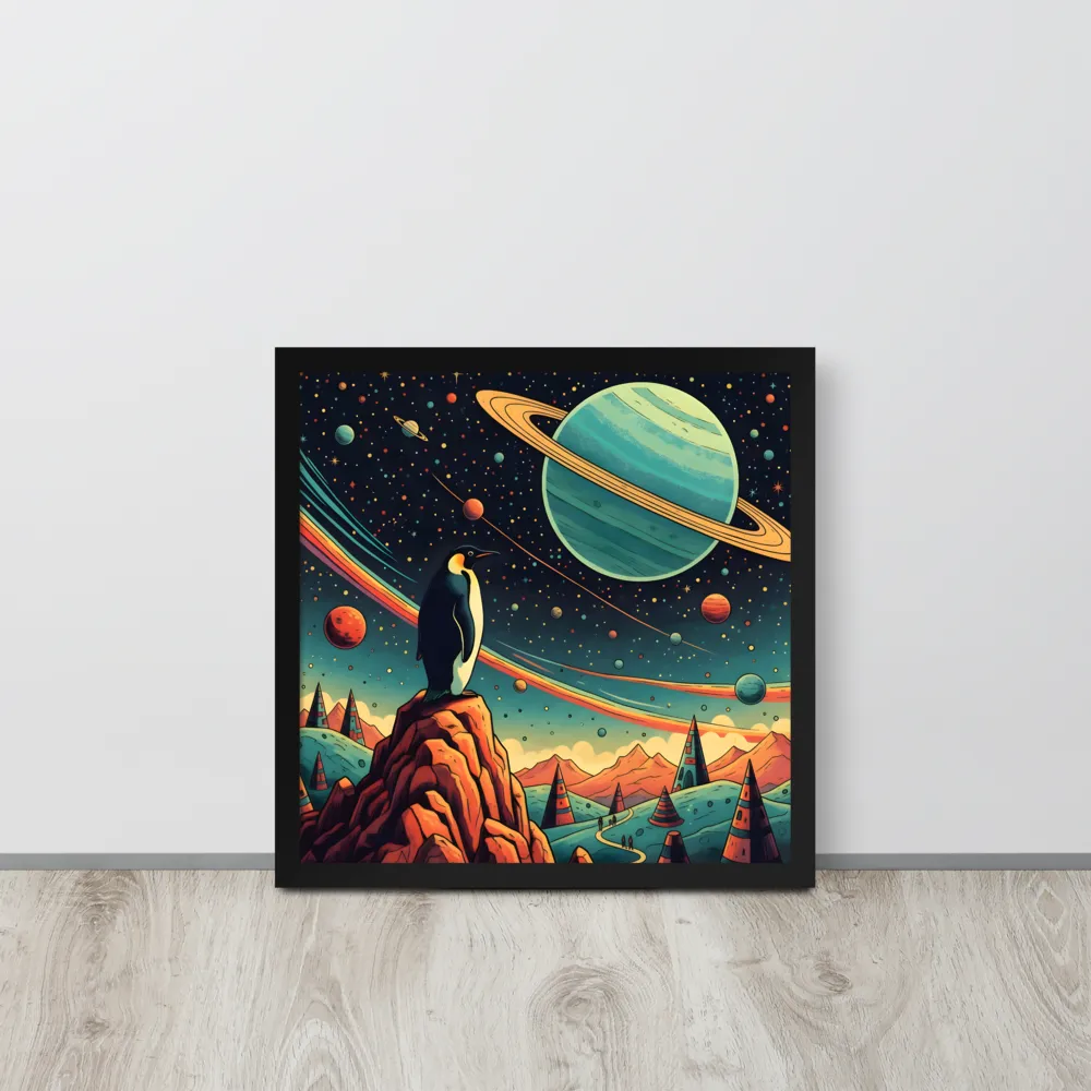 Cosmic Penguin 
 Poster with Black Frame | 16″x 16″