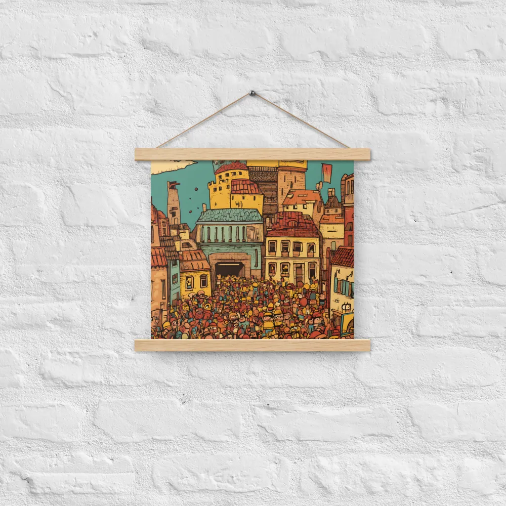 The Quirky City Gathering | Poster With Oak Wood Hanger | 14″×14″