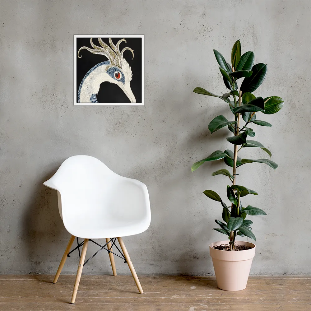 Elegance of the Majestic Peacock | Poster with White Frame | 18″×18″