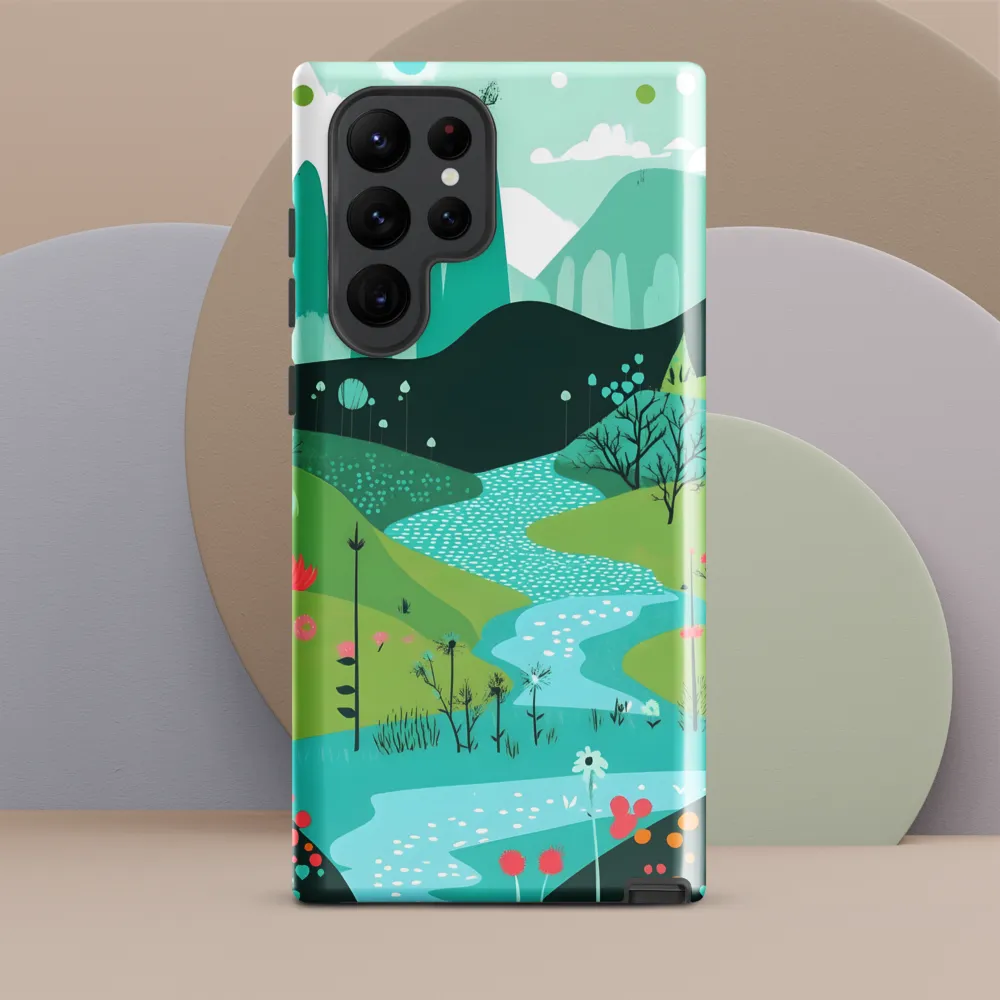 Whimsical River in a Lush Landscape