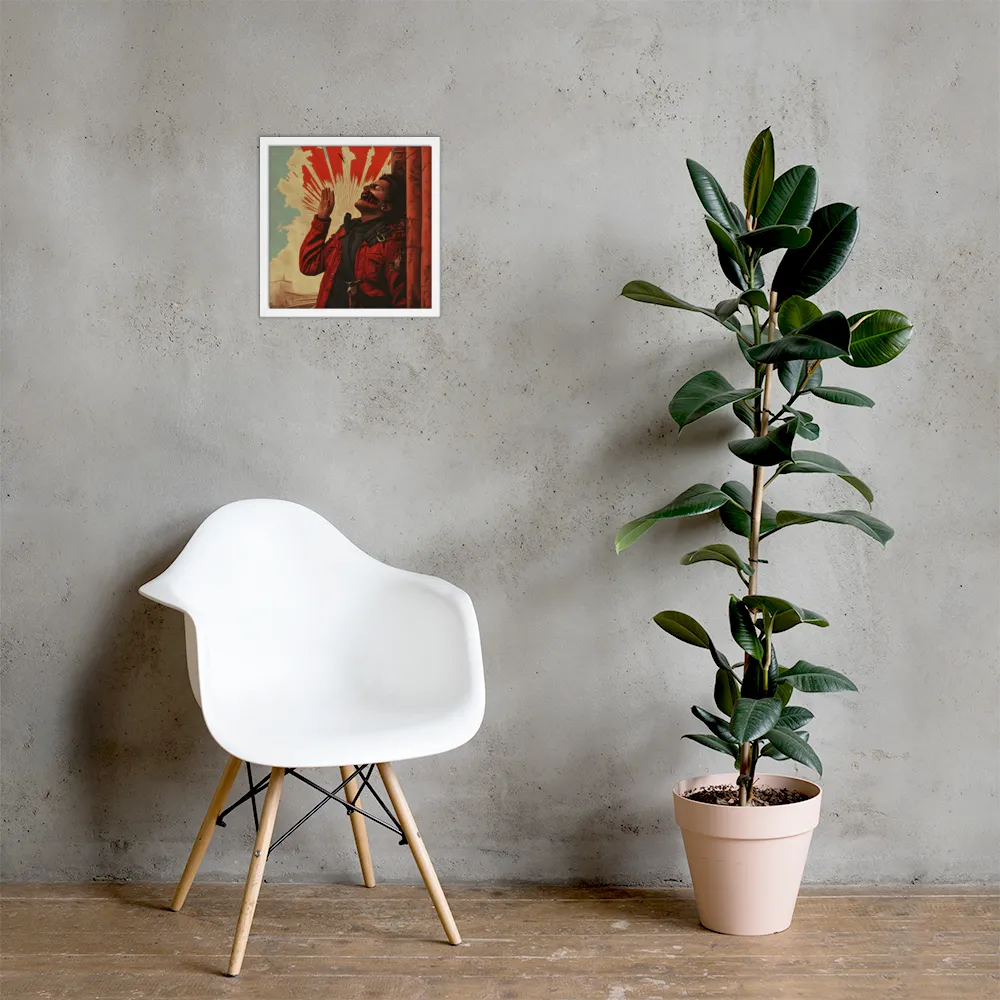 Defiant Echoes of Ruin | Poster with White Frame | 14″×14″