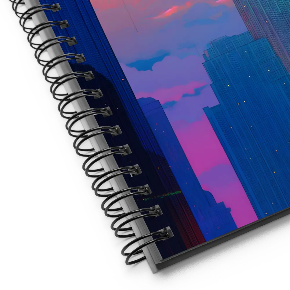 Twilight Reflections: A Digital Cityscape | Spiral Notebook