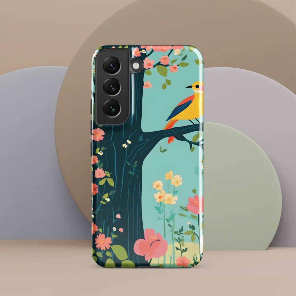 Oriole Among Teal Blossoms