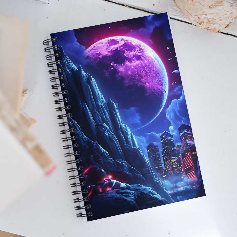 Celestial Dreams: A Futuristic Cityscape | Spiral Notebook