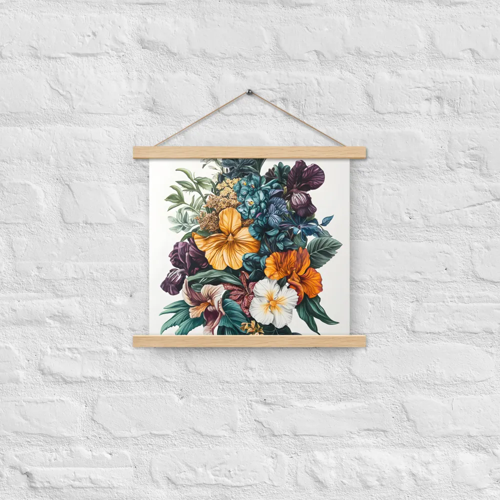 Floral Symphony | Poster With Oak Wood Hanger | 14″×14″
