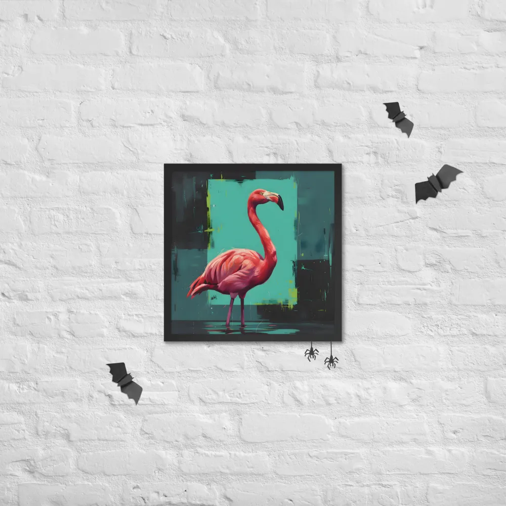 Teal Flamingo 
 Poster with Black Frame | 18″x 18″
