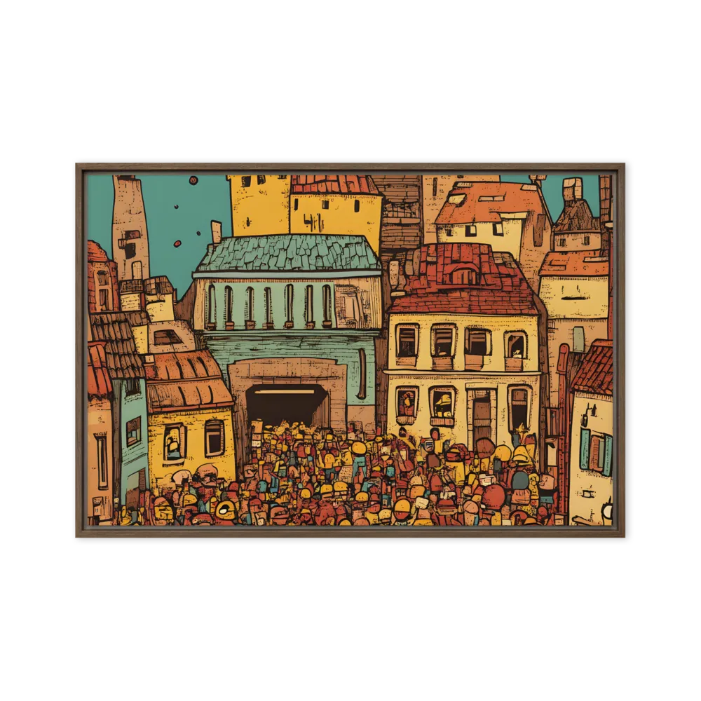 The Quirky City Gathering | Canvas with Brown Frame | 20″×30″