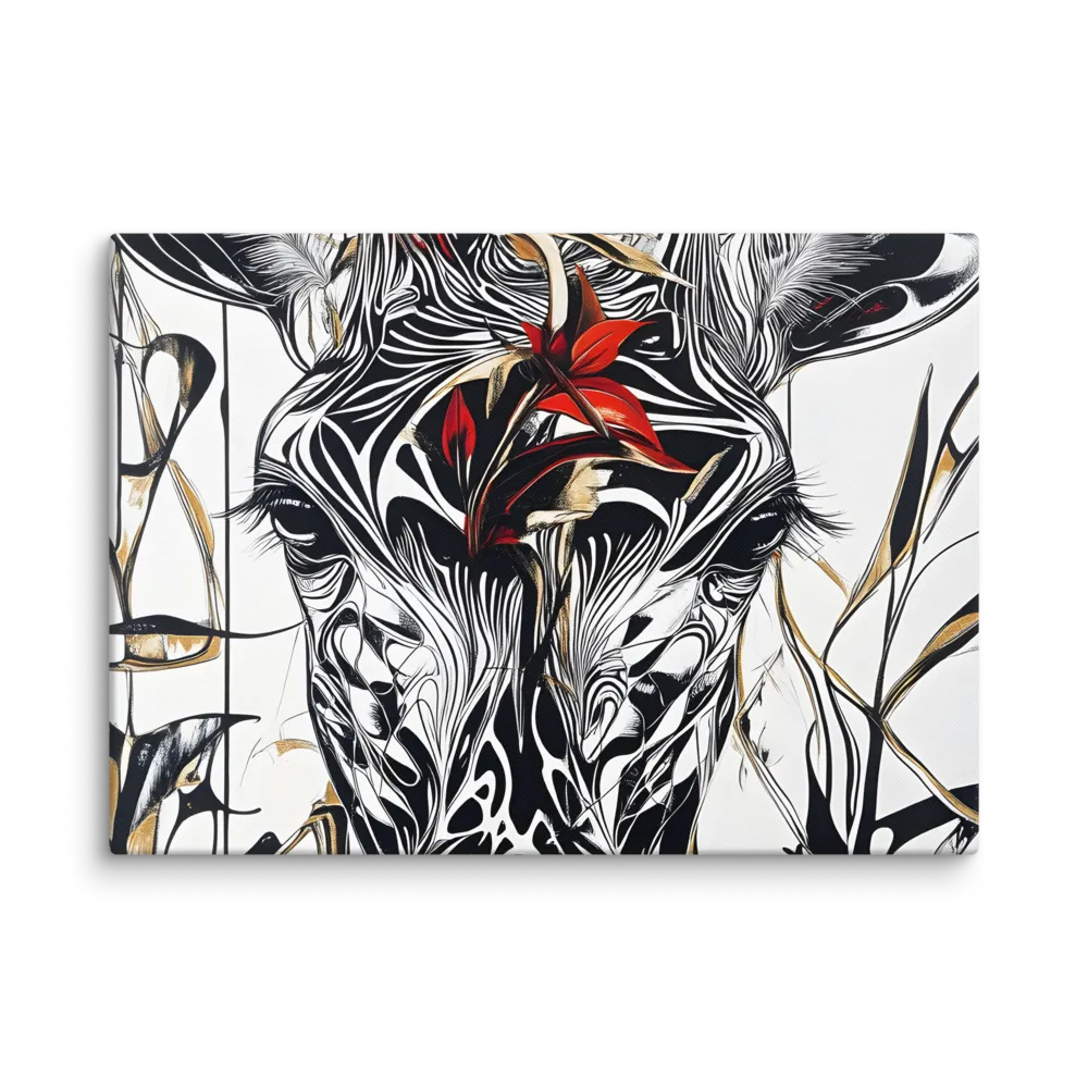 Floral Elegance: The Giraffe's Portrait | Canvas | 20″×28″