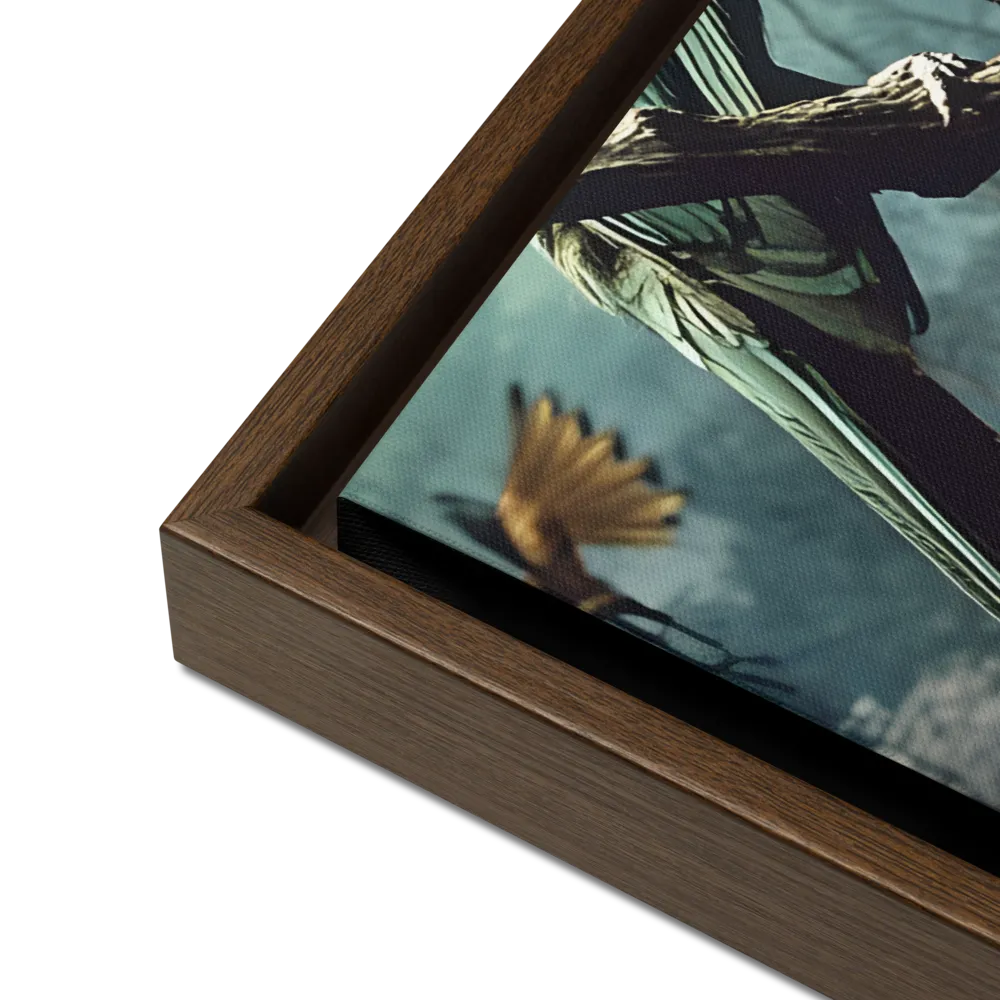 Whispers of the Avian Realm | Canvas with Brown Frame | 18″×24″