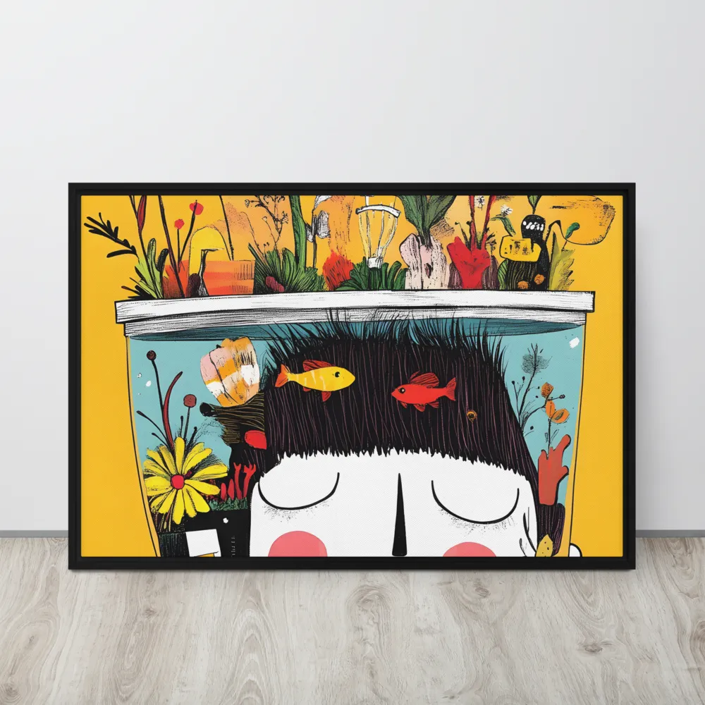 Whimsical Garden Head | Canvas with Black Frame | 24″×36″