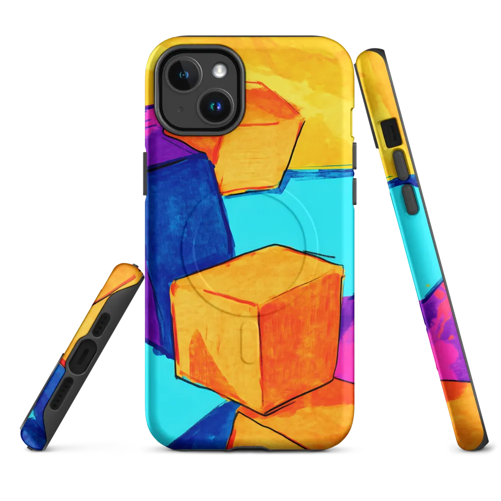 Playful Cubes in Vibrant Harmony | Phone Case |  14 Plus | MagSafe® Tough Case | Matte