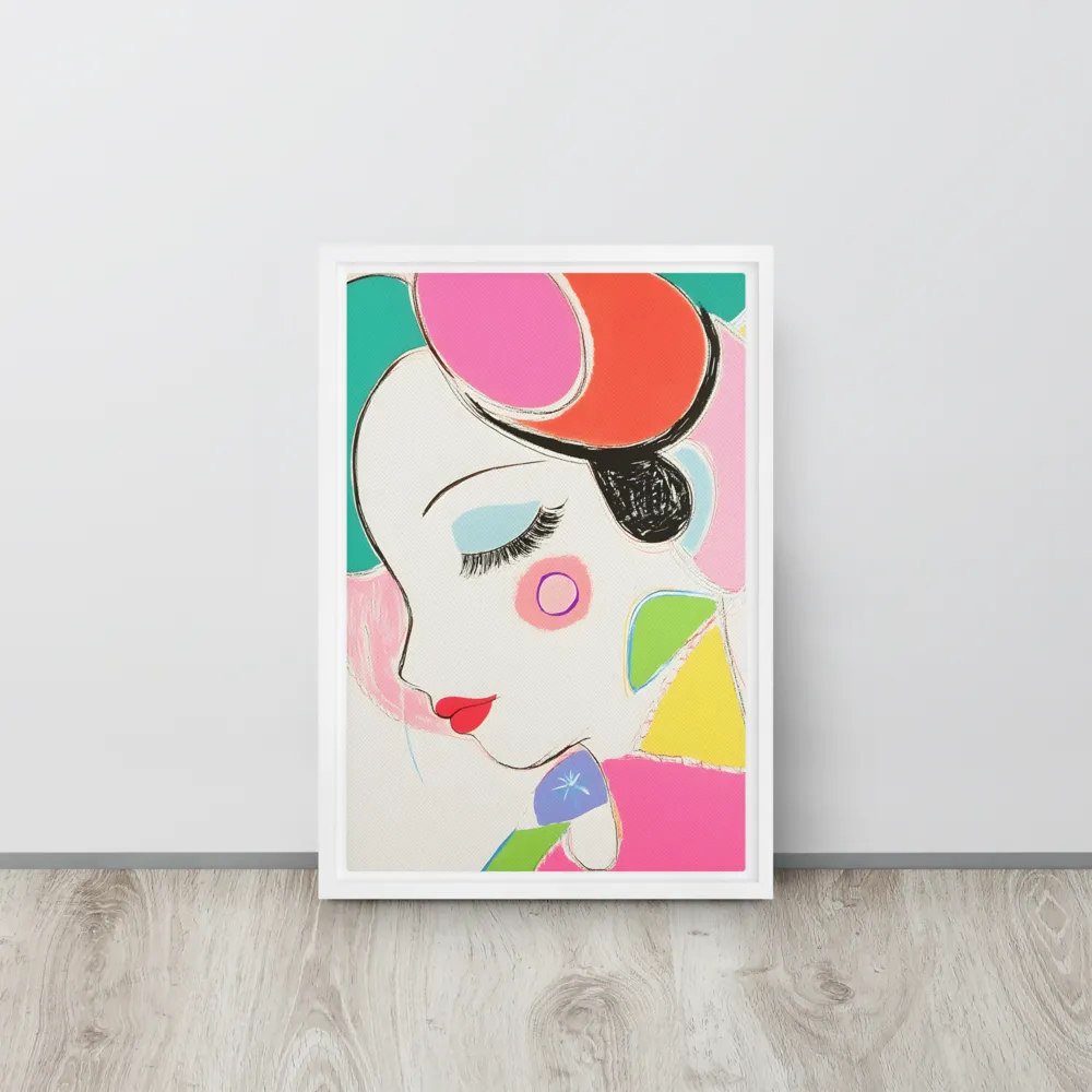 Whimsical Portrait in Colorful Abstraction | Canvas with White Frame | 12″×18″