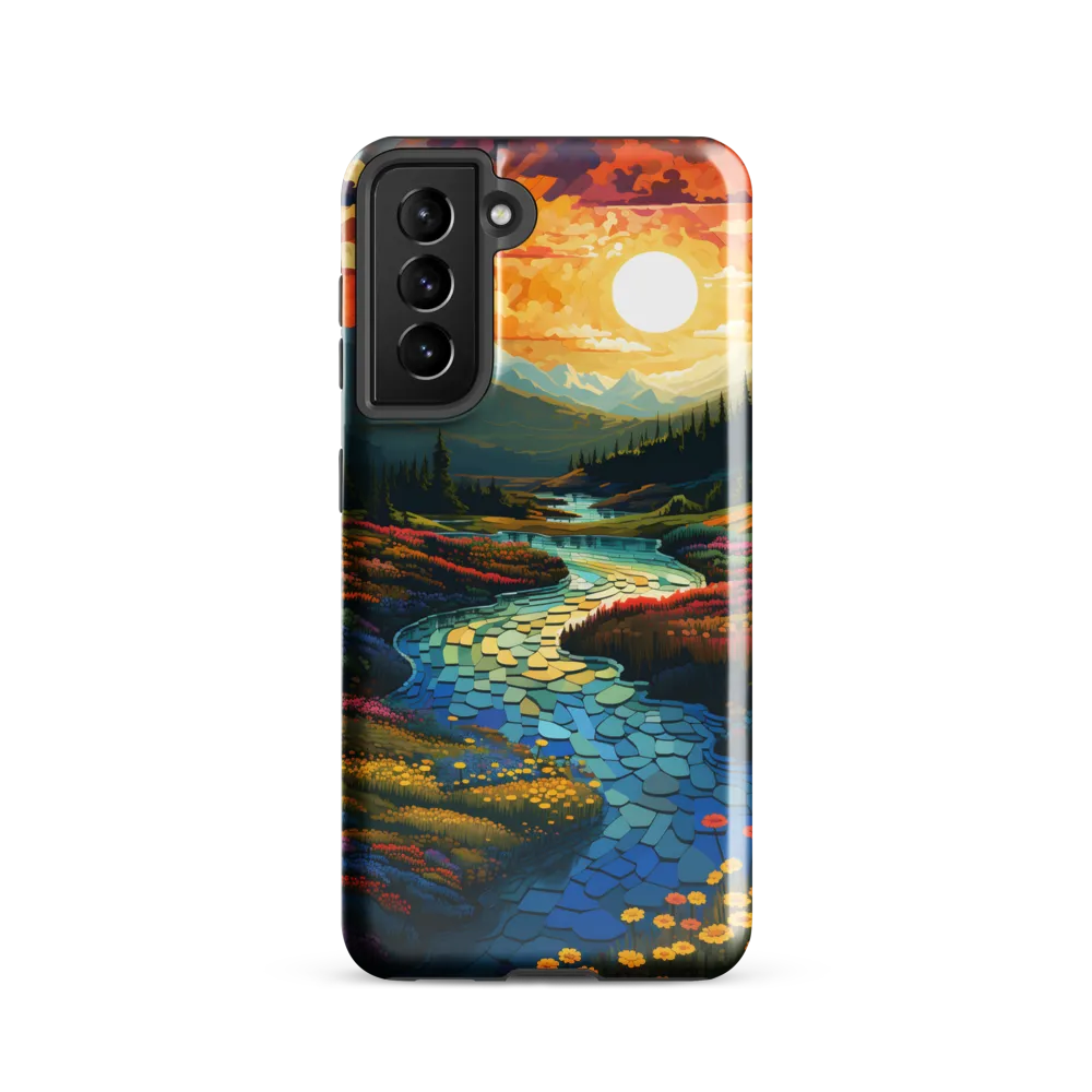 Serenity in Sunset: A Winding River's Embrace