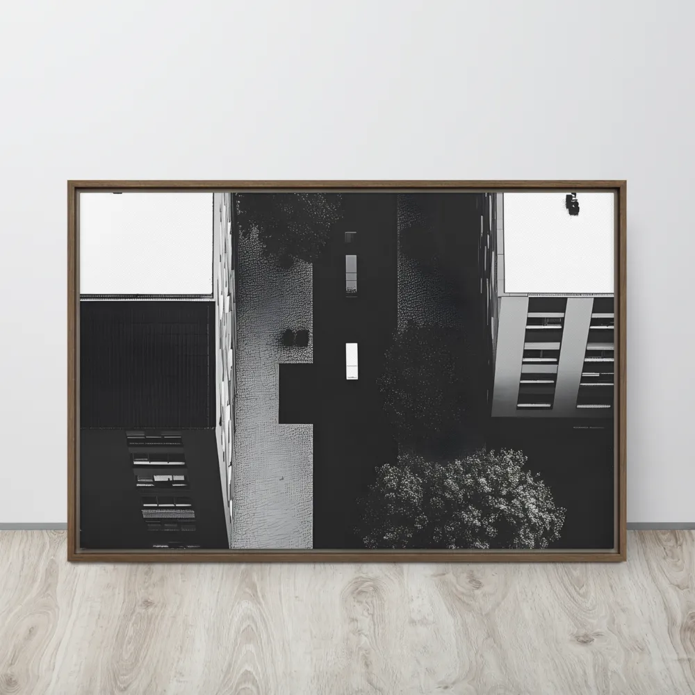 Urban Serenity from Above | Canvas with Brown Frame | 24″×36″