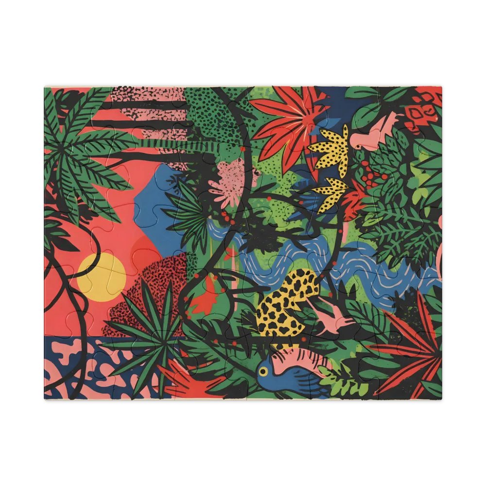 Jungle Stream at Sunset 
 Jigsaw Puzzle in Tin Box