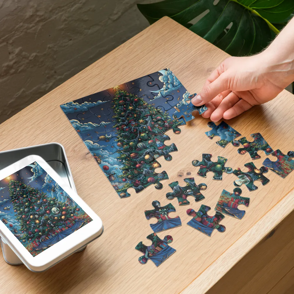 Midnight Christmas Tree 
 Jigsaw Puzzle in Tin Box