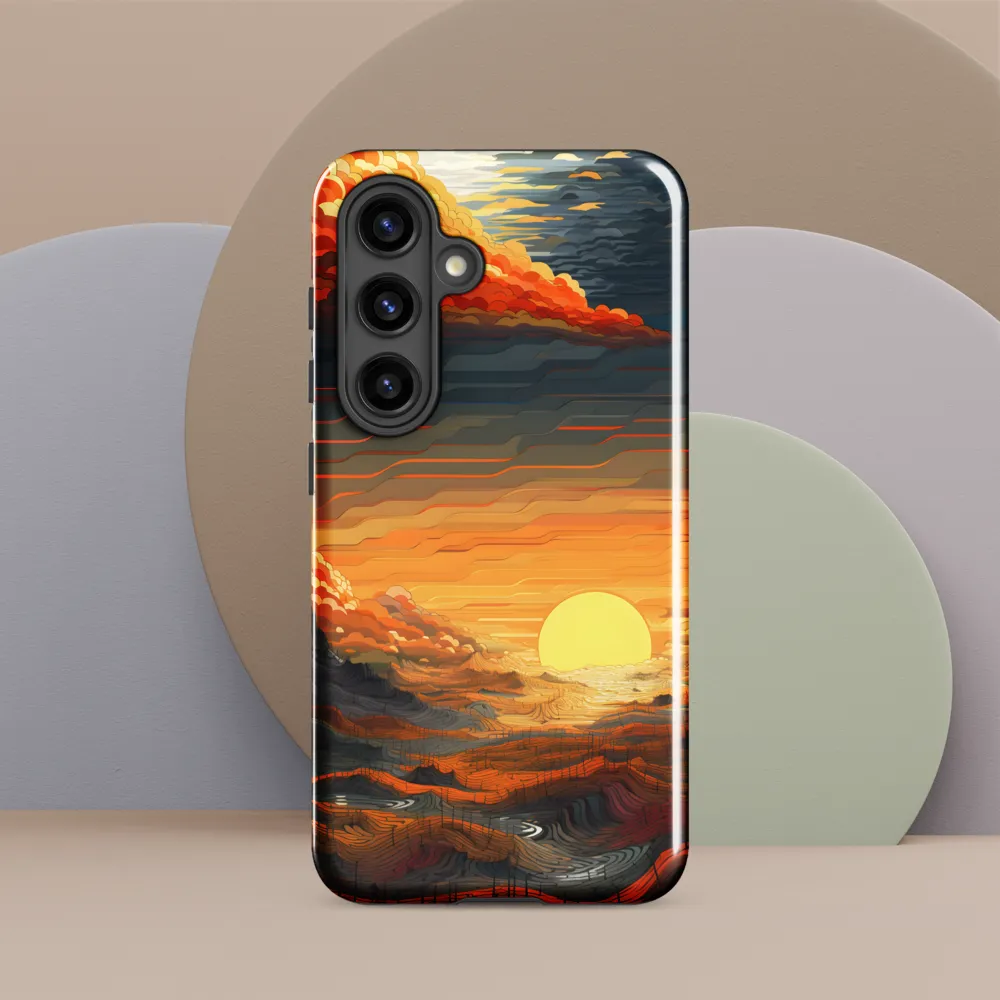 Ethereal Sunset: A Serene Landscape in Flowing Forms