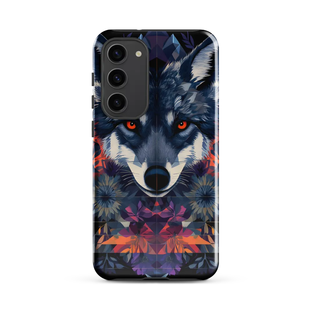 Mystical Wolf Amidst Floral Geometry