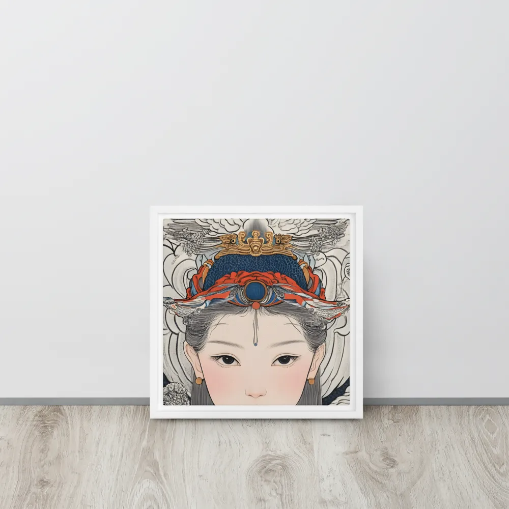 Serenity in Myth: A Traditional Portrait | Canvas with White Frame | 12″×12″