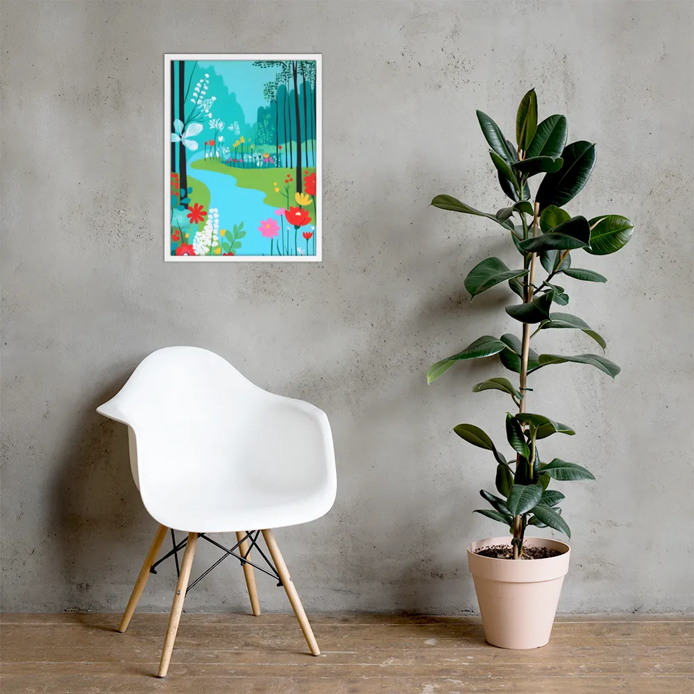 Whispers of Spring: A Colorful Retreat | Poster with White Frame | 18″×24″