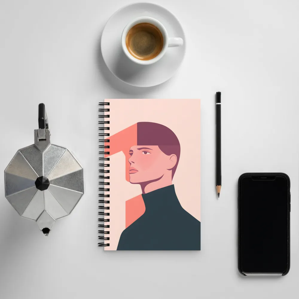 Contemplative Portrait in Minimalism | Spiral Notebook