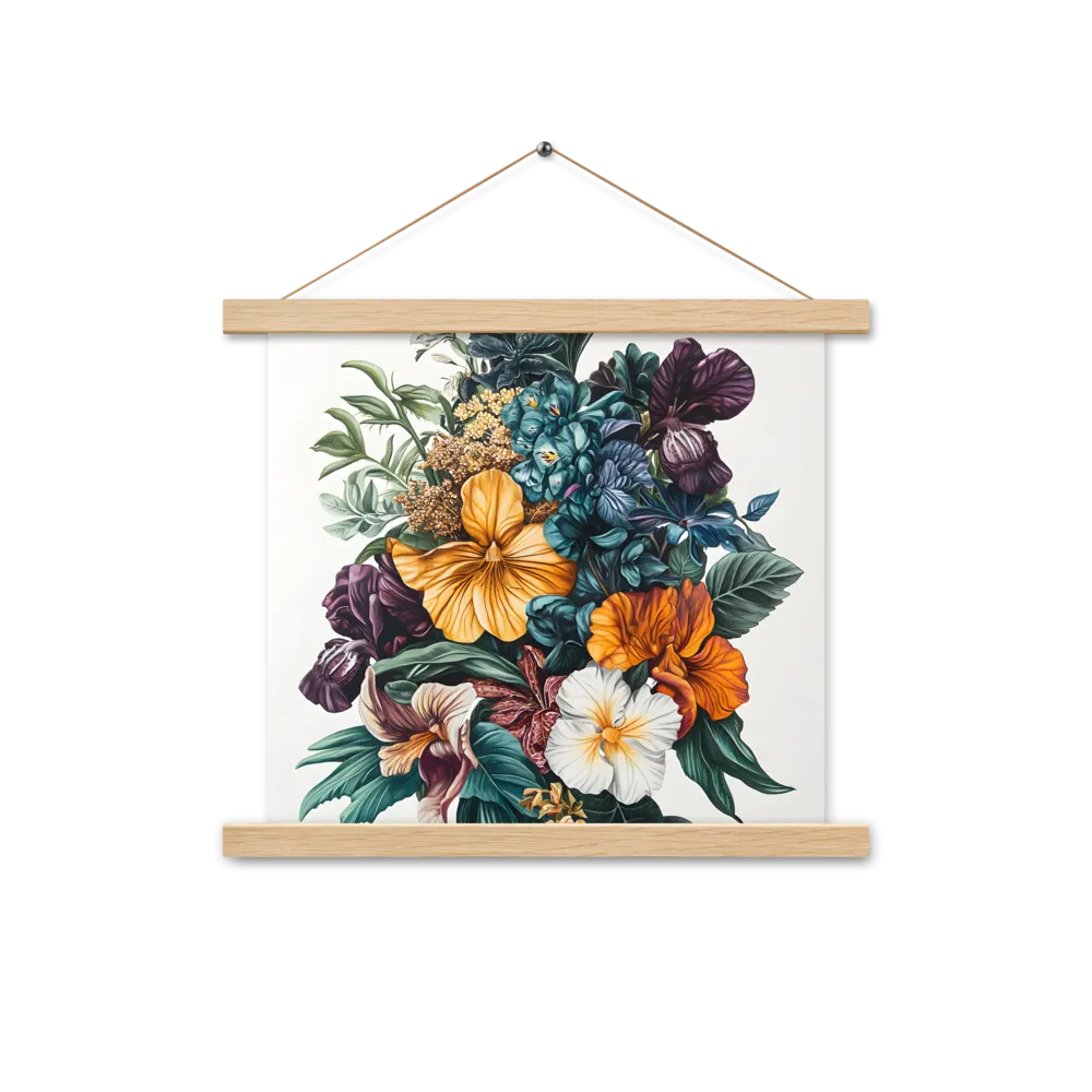 Floral Symphony | Poster With Oak Wood Hanger | 14″×14″