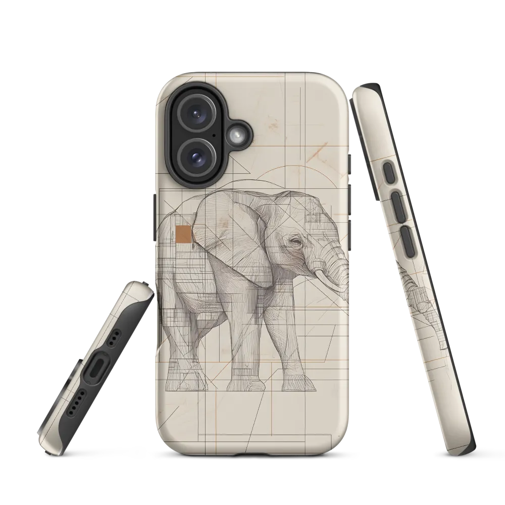 Geometric Elegance: The Steel Elephant | Phone Case |  16 | Tough Case | Matte