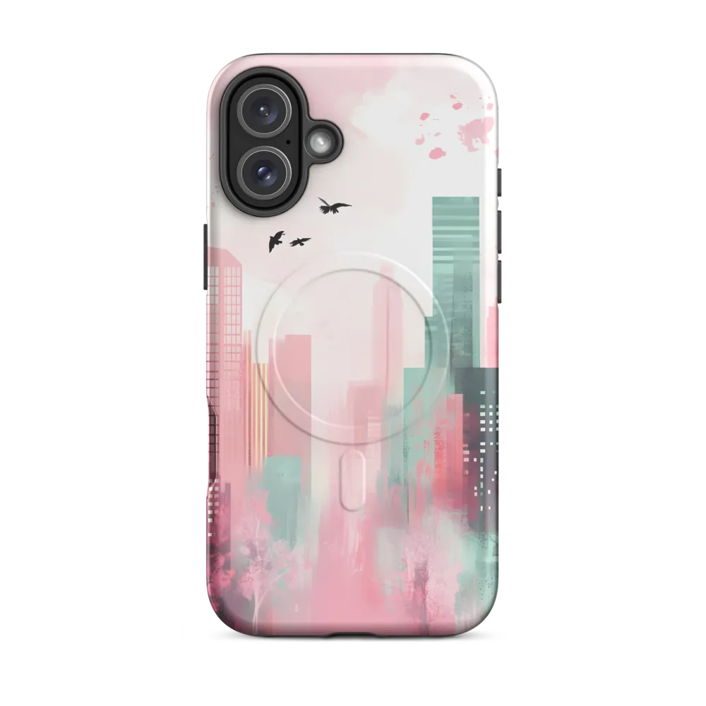 Dreamy Cityscape in Pink and Cyan