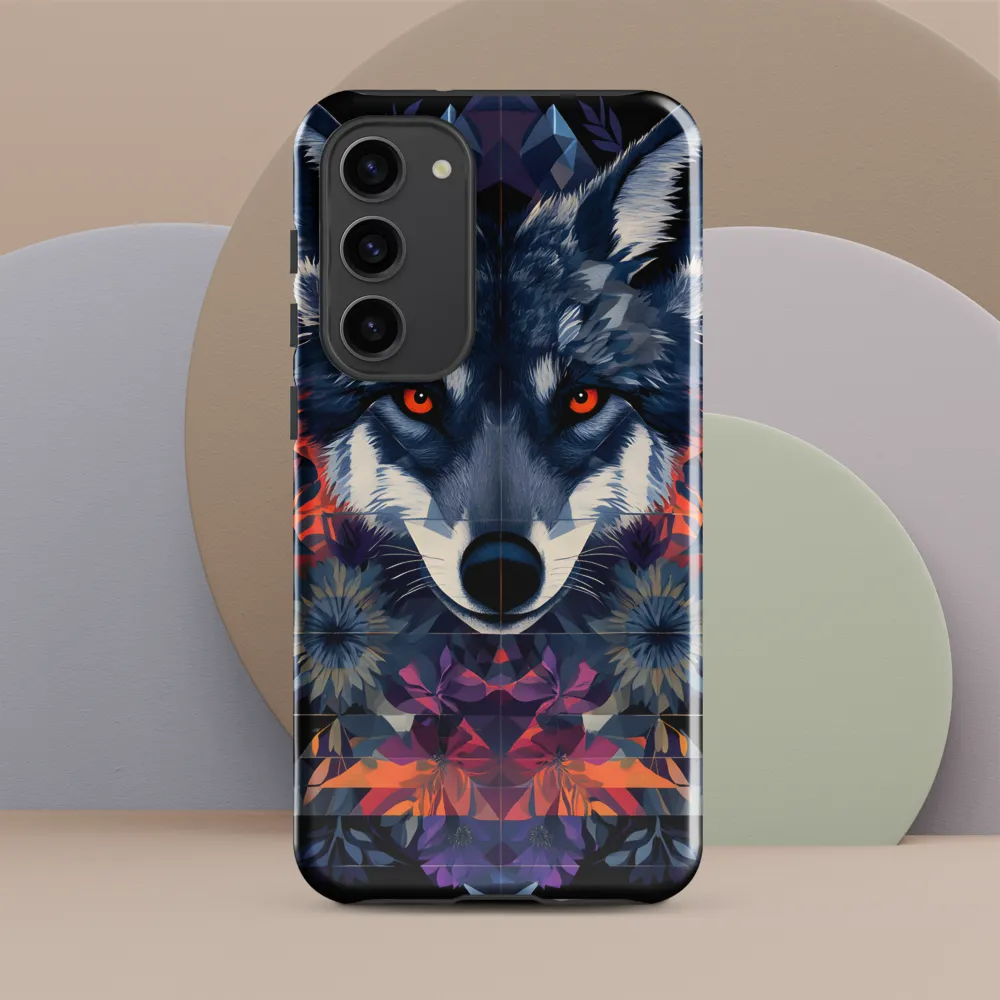 Mystical Wolf Amidst Floral Geometry