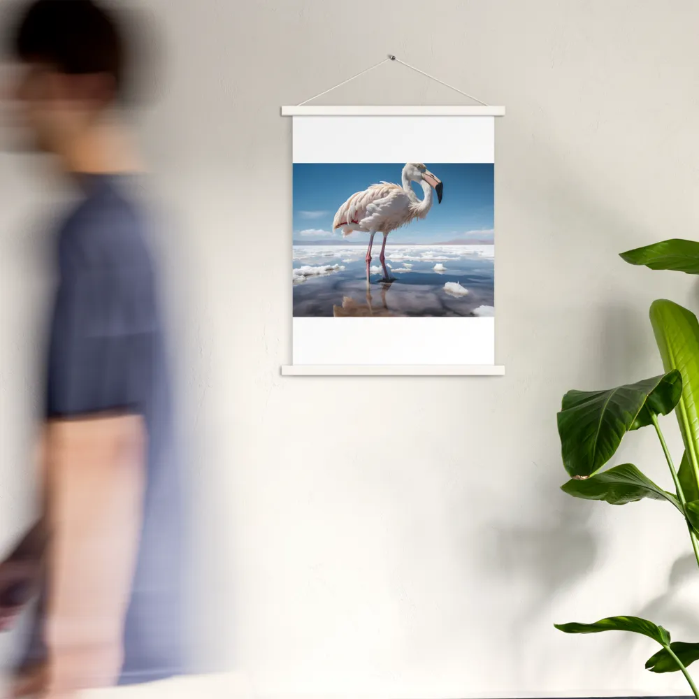 Graceful Solitude of a Flamingo | Poster With White Wood Hanger | 18″×24″