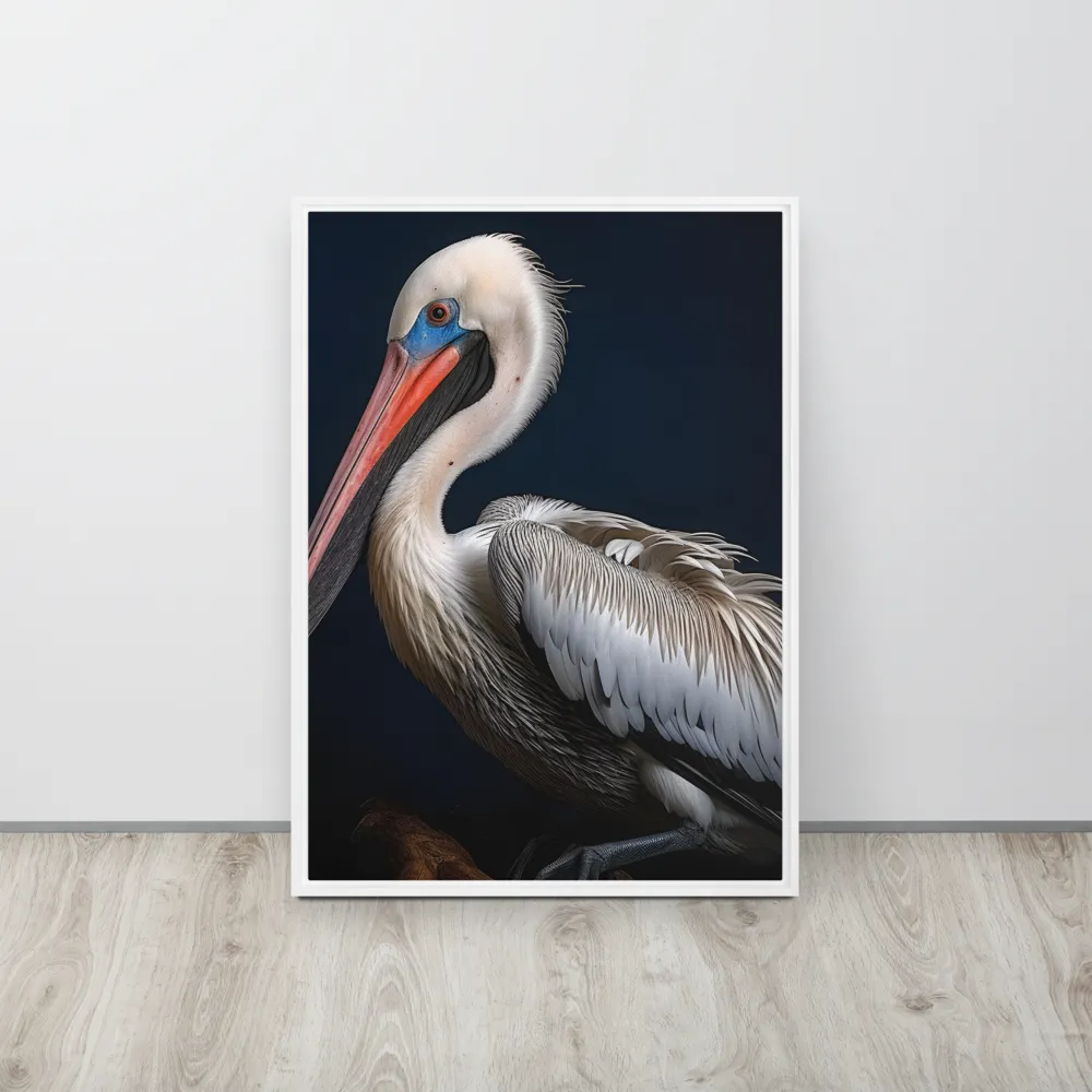 Majestic Pelican Portrait | Canvas with White Frame | 20″×28″
