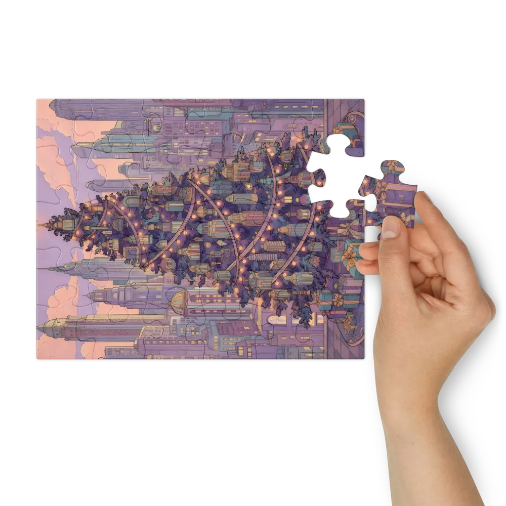 Rooftop Christmas Tree 
 Jigsaw Puzzle in Tin Box