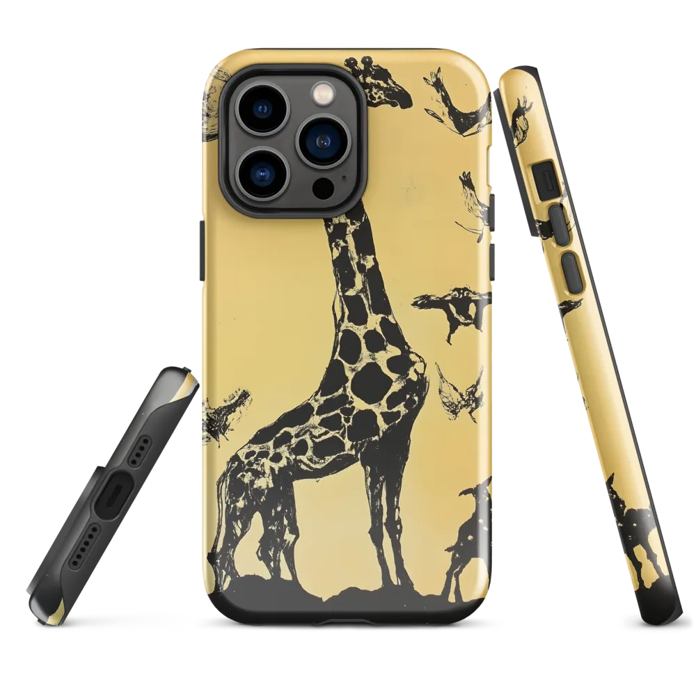 Whimsical Harmony of Giraffe and Birds