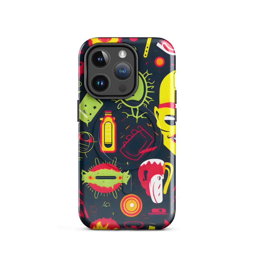 Neon Revelry: A Quirky Exploration of Modern Pop Art | Phone Case |  14 Pro | MagSafe® Tough Case | Glossy