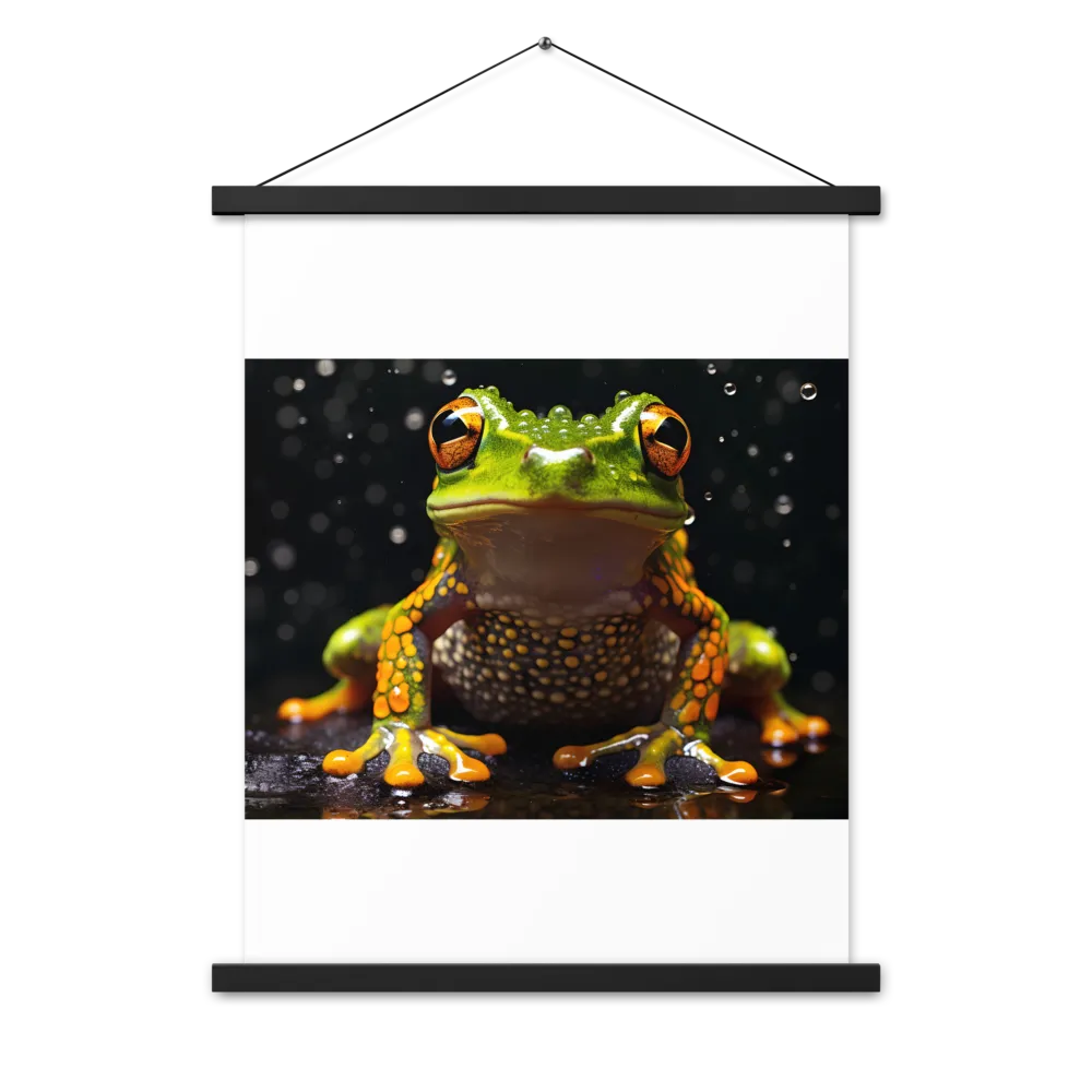 Emerald Elegance: The Frog in Focus | Poster With Black Wood Hanger | 18″×24″