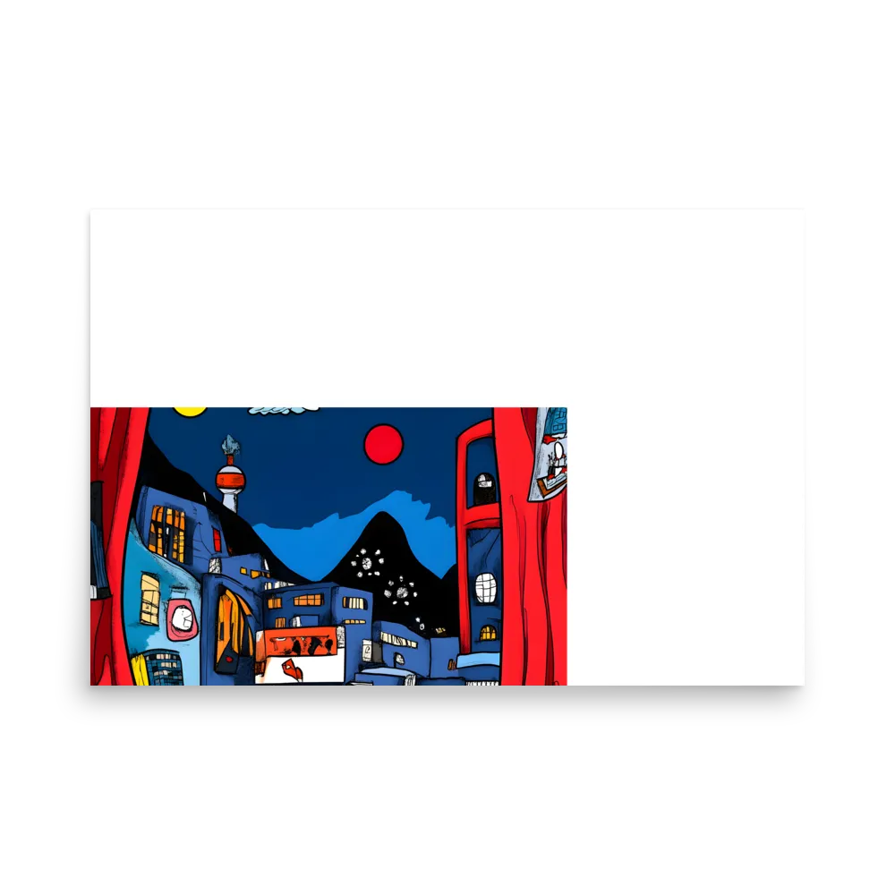 Whimsical Cityscape at Night | Poster | 24″×36″