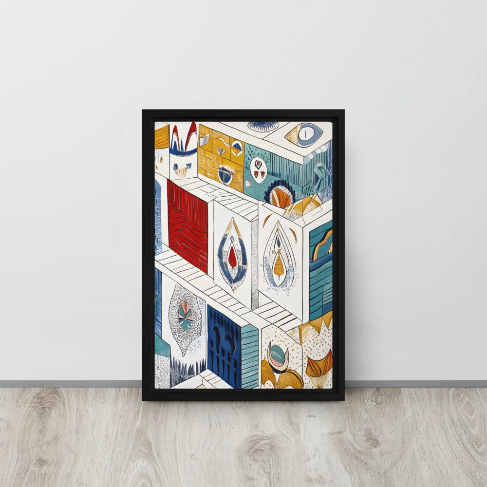 Symphony of Geometric Harmony | Canvas with Black Frame | 12″×18″