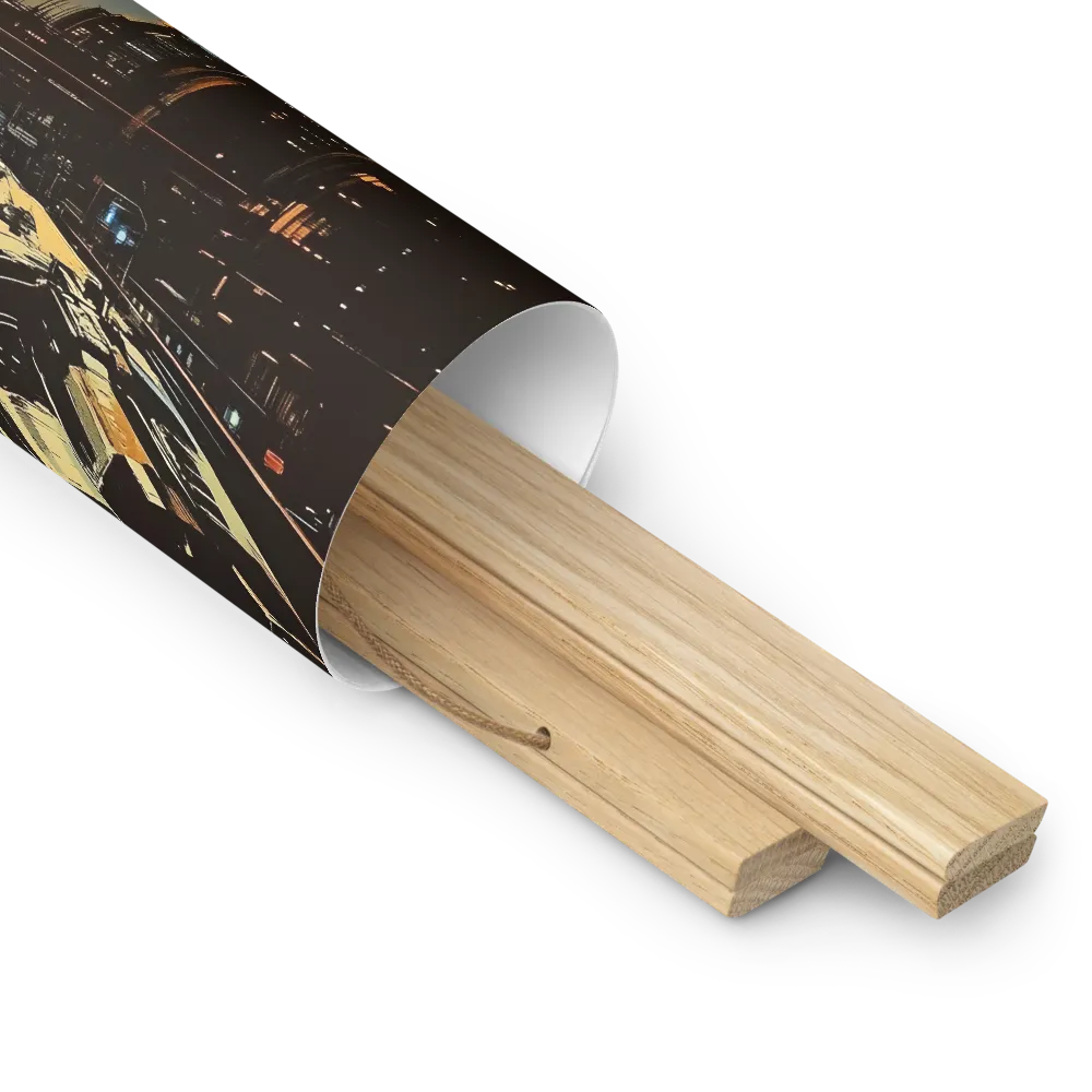 Metro Nexus: A Futuristic Cityscape | Poster With Oak Wood Hanger | 10″×10″
