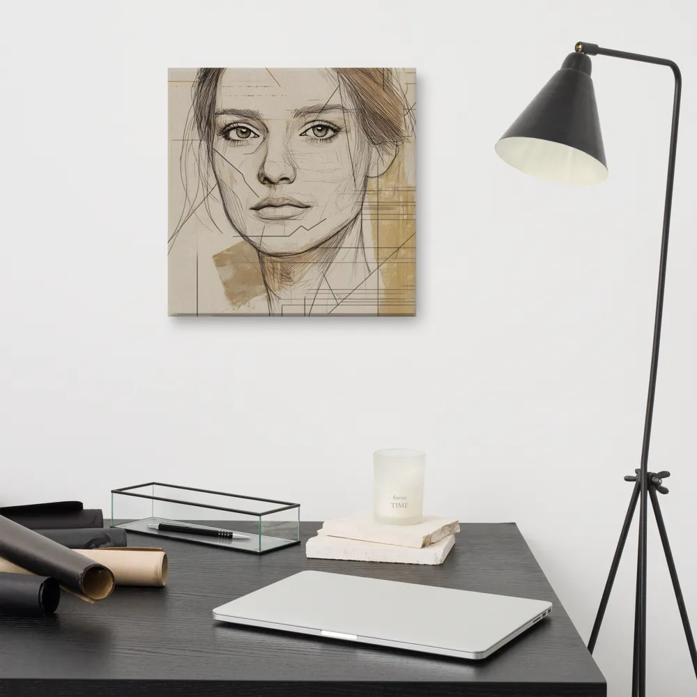 Geometric Elegance: A Modern Portrait | Canvas | 16″×16″
