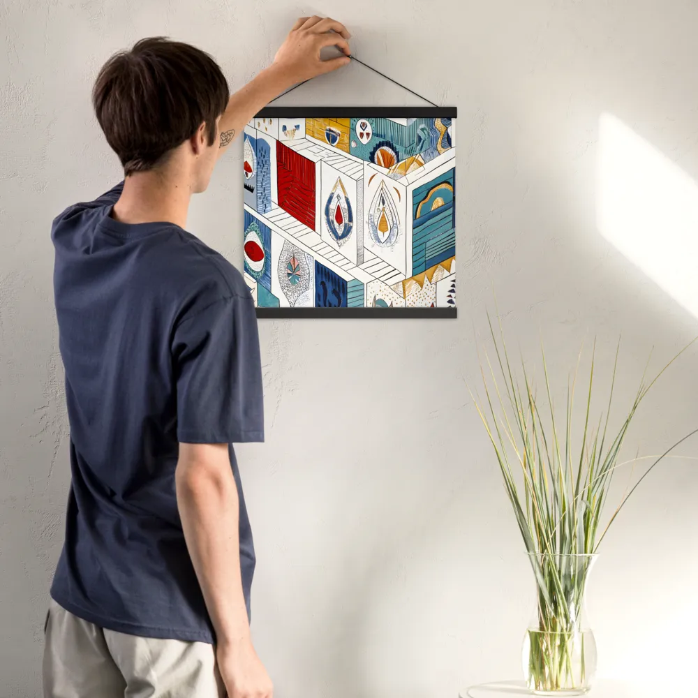 Symphony of Geometric Harmony | Poster With Black Wood Hanger | 16″×16″