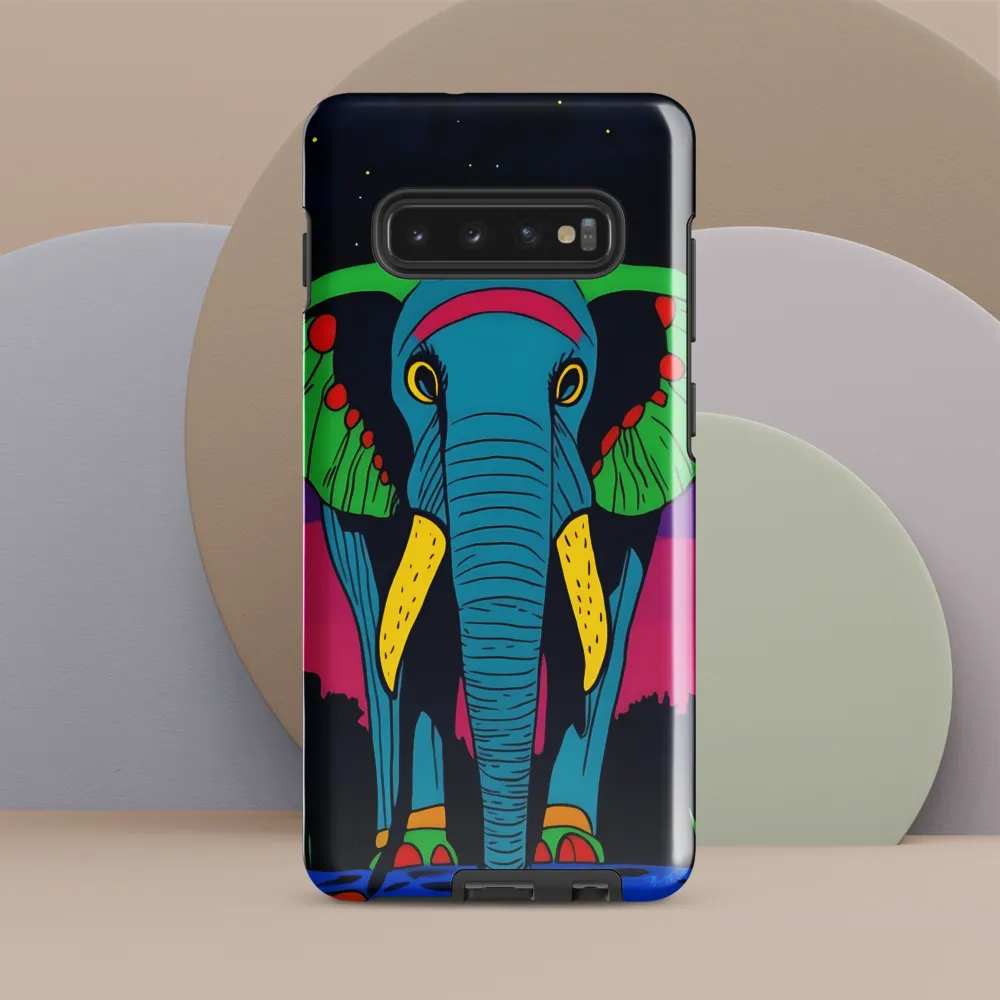 Whimsical Majesty: The Vibrant Elephant | Phone Case |  S10 Plus | Tough Case | Glossy