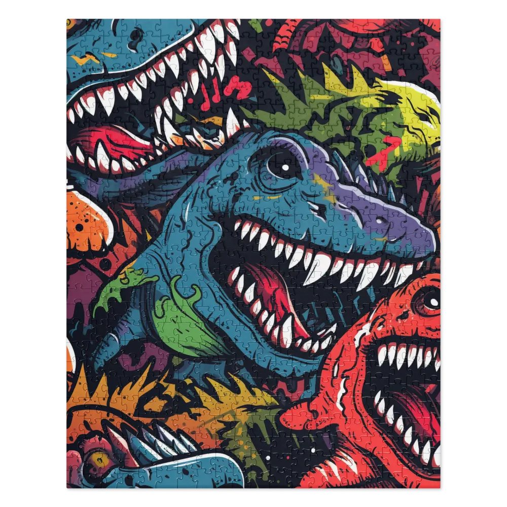 Dino Mania: A Colorful Frenzy | Jigsaw Puzzle | 520 pieces